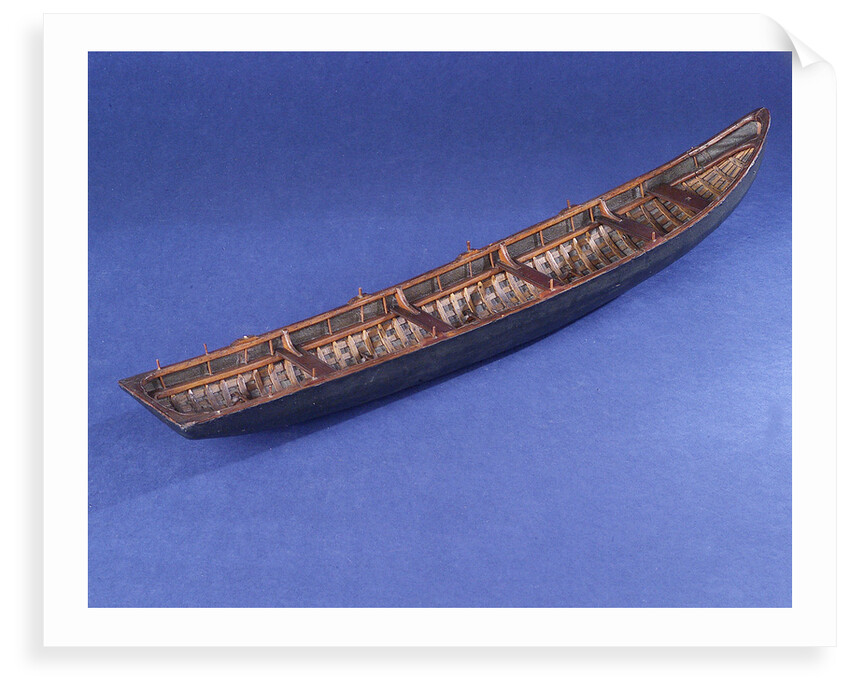 Four man rowing curragh, starboard stern quarter by unknown