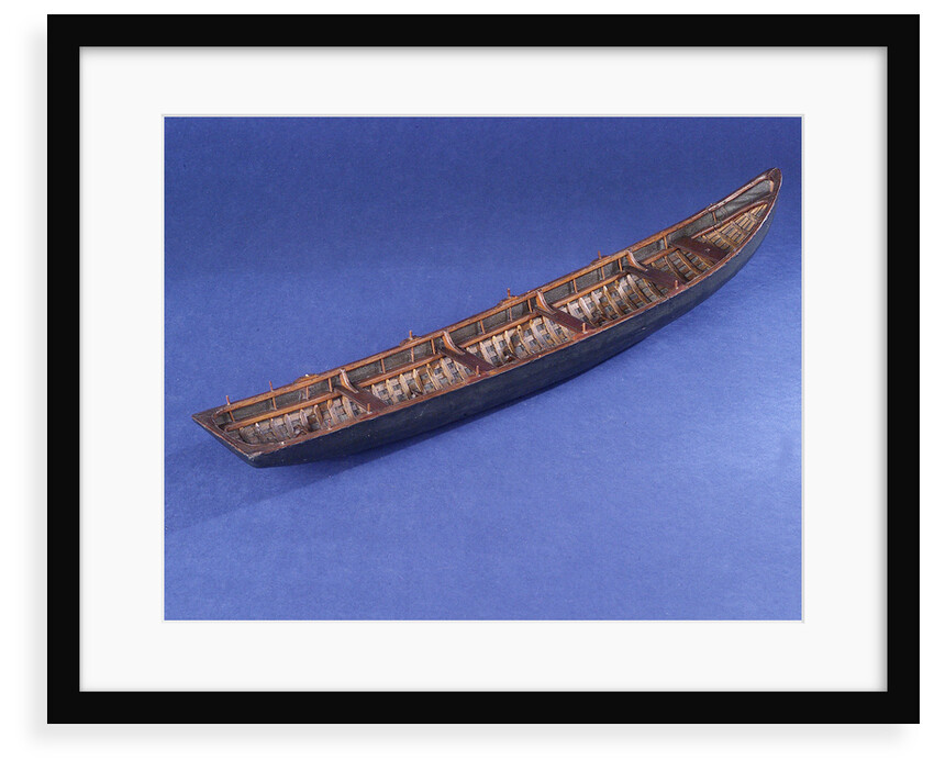 Four man rowing curragh, starboard stern quarter by unknown