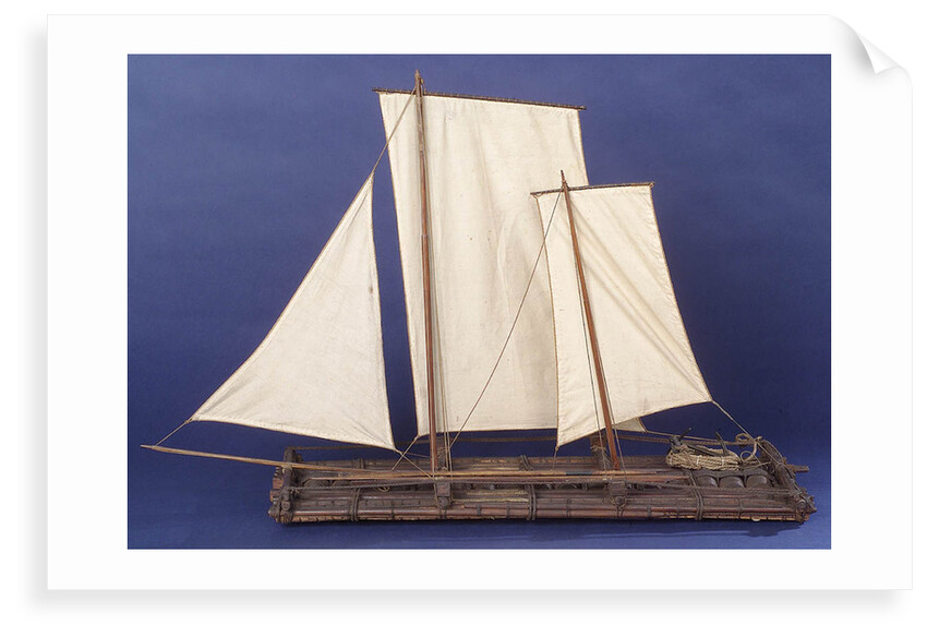 Full hull model, sailing liferaft, port broadside by unknown