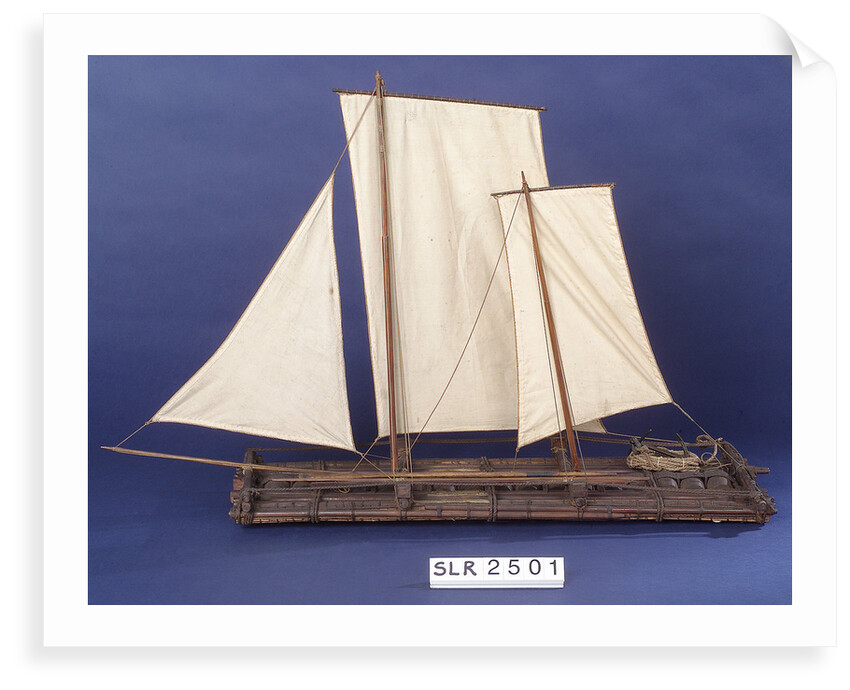 Full hull model, sailing liferaft, port broadside by unknown