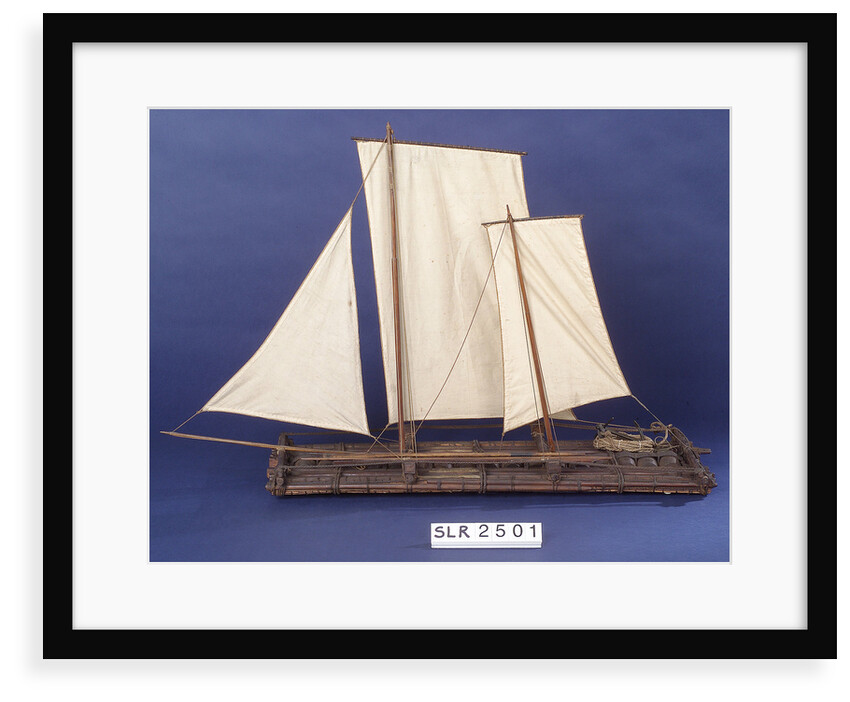 Full hull model, sailing liferaft, port broadside by unknown