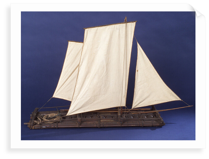 Full hull model, sailing liferaft, starboard broadside by unknown
