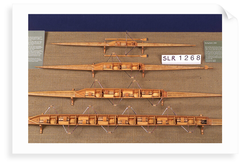 Full hull model, racing pair shell, port broadside by Unknown