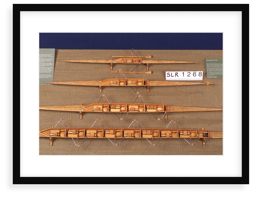 Full hull model, racing pair shell, port broadside by Unknown