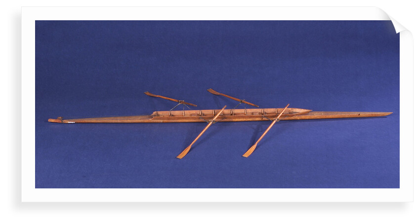 Full hull model, racing skiff, starboard broadside by unknown