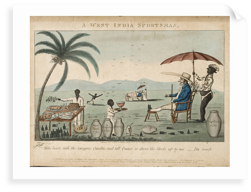 A West India Sportsman: Make haste with the Sangaree, Quashaie, and tell Quaco to drive the Birds up to me - I'm ready by James Sayers