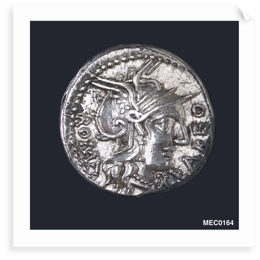 Denarius depicting head of Roma by unknown