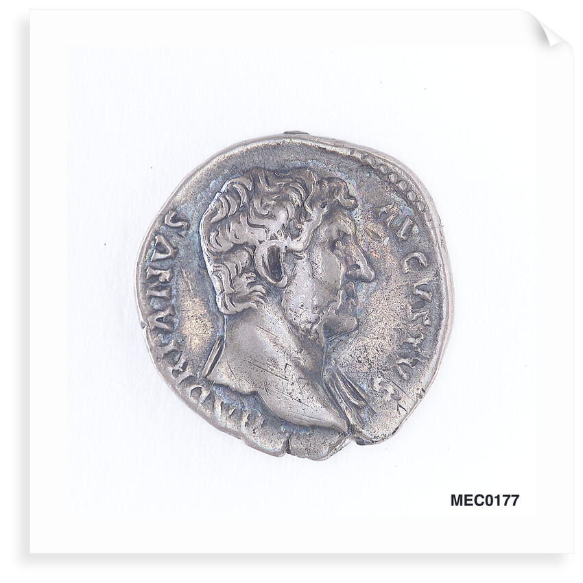 Classical coin depicting Emperor Hadrian and a Roman galley by Unknown