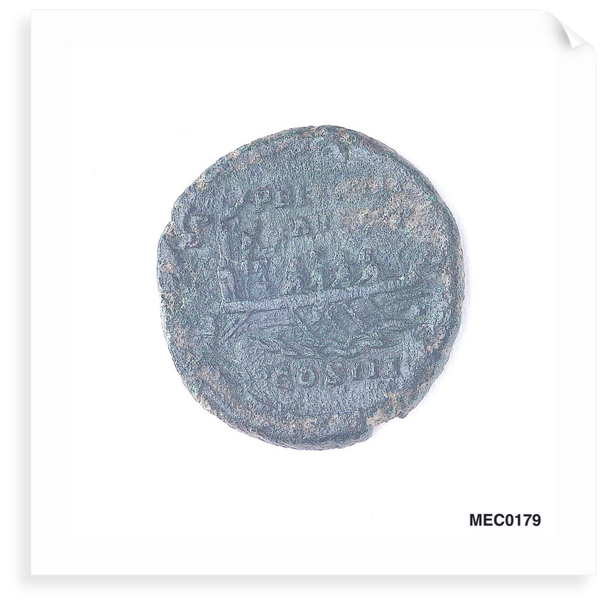 Classical coin depicting Emperor Marcus Aurelius and a Roman galley by unknown