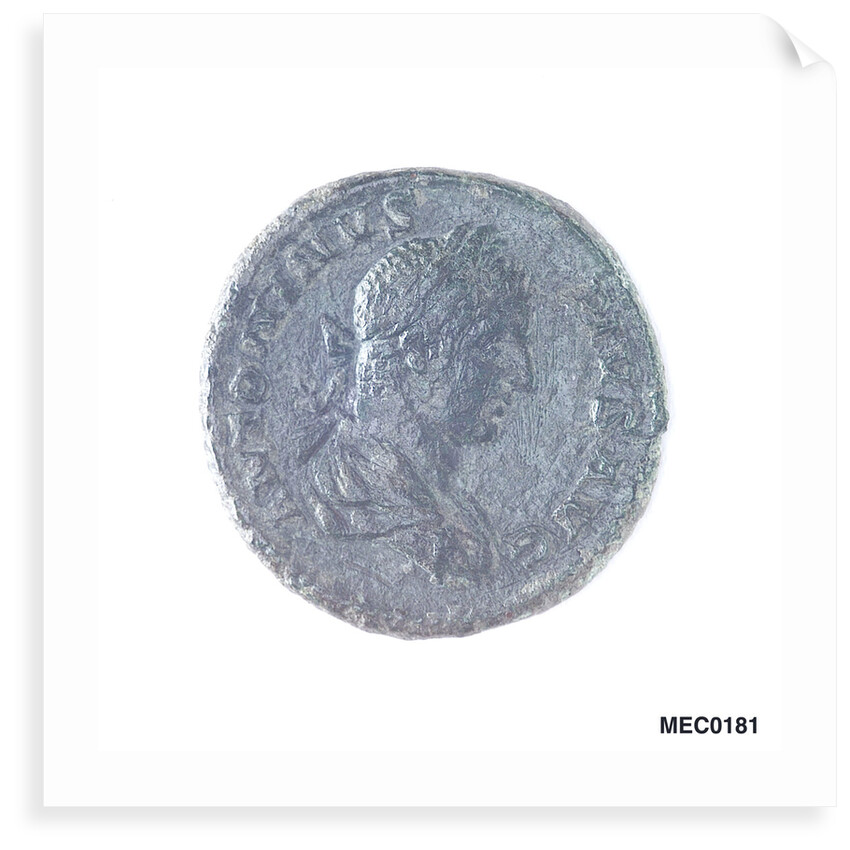 Classical coin depicting Emperor Caracalla and a galley by unknown