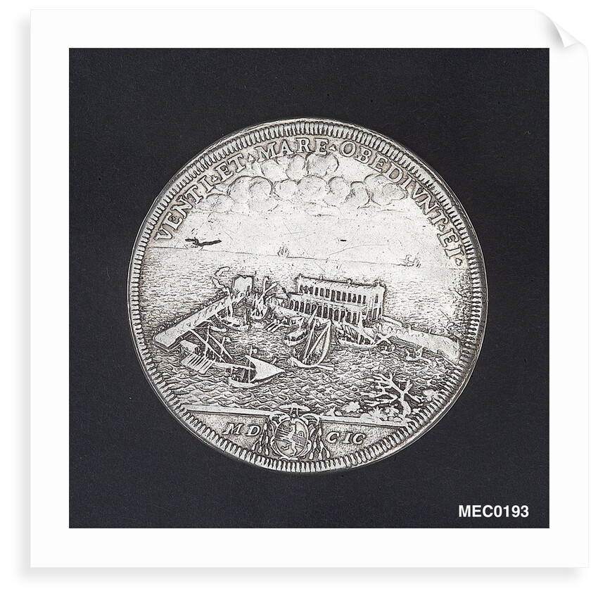 Scudo depicting Pope Innocent XII and the harbour of Anzio by G. Hamerani