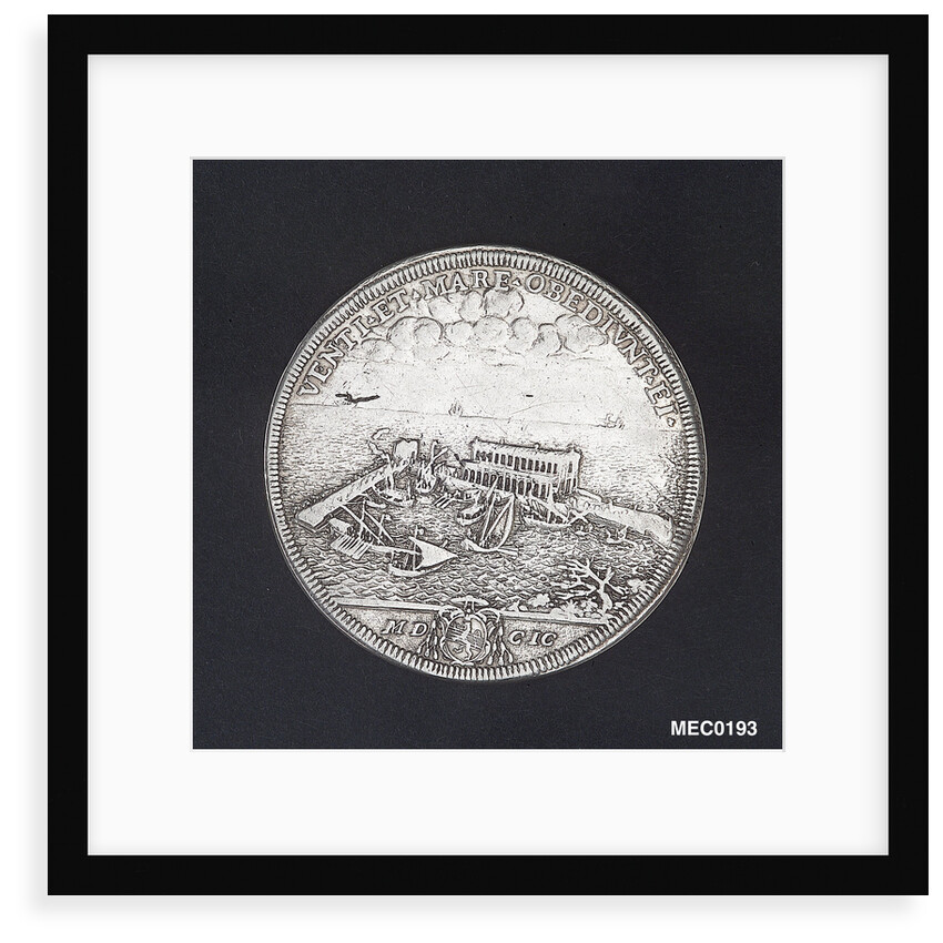 Scudo depicting Pope Innocent XII and the harbour of Anzio by G. Hamerani