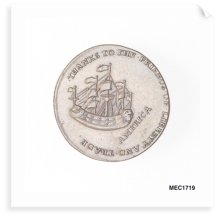 Halfpenny token commemorating the repeal of the Stamp Act, 1766 by unknown