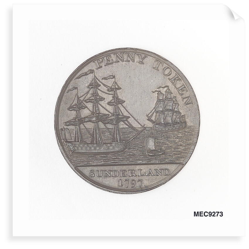 Sunderland penny token by T. Wyon