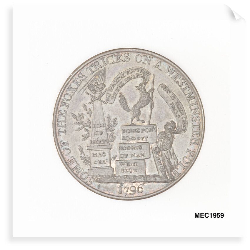 Election token commemorating Vice-Admiral Sir Alan Gardner MP by unknown