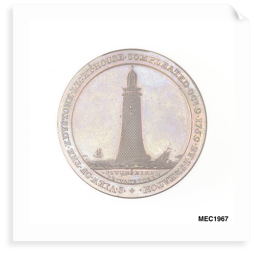 Two pence token commemorating the Eddystone lighthouse by W. Upcott