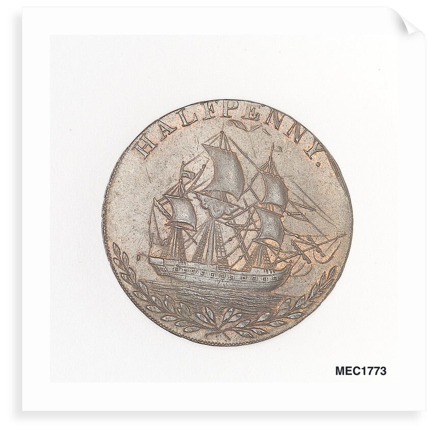 Token commemorating Admiral of the Fleet Richard Howe (1726-1799) and the Glorious First of June, 1794 by T. Wyon