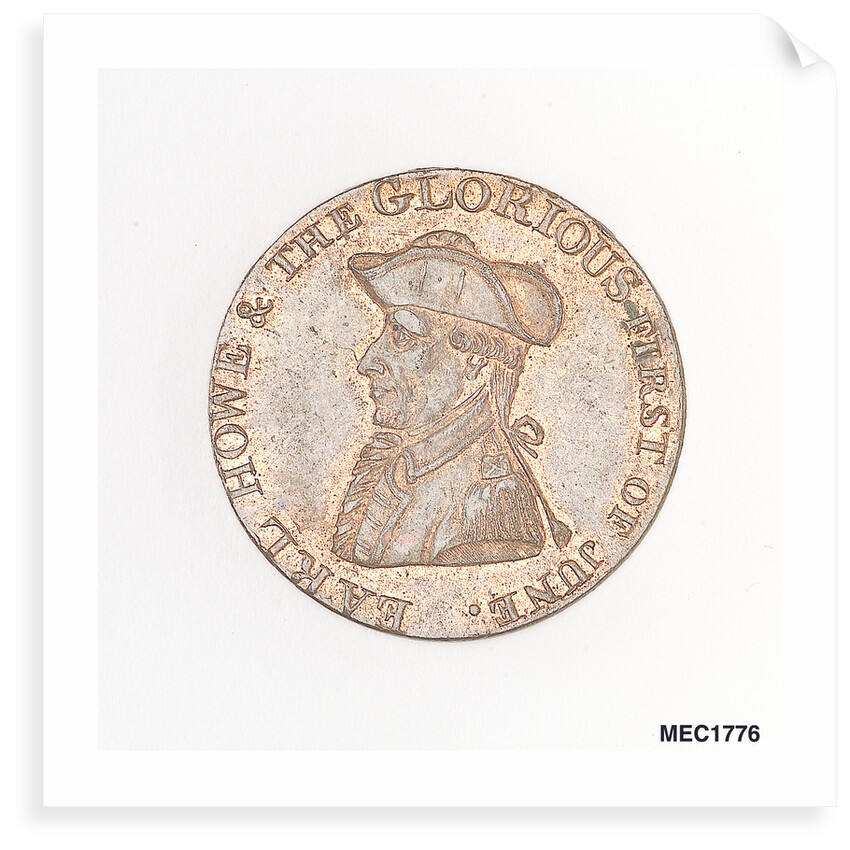 Token commemorating Admiral of the Fleet Richard Howe (1726-1799) and the Glorious First of June, 1794 by T. Wyon