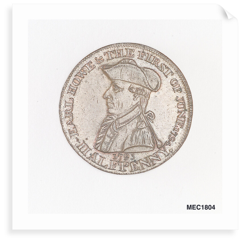 Token commemorating Admiral of the Fleet Richard Howe (1726-1799) and the Glorious First of June, 1794 by T. Wyon