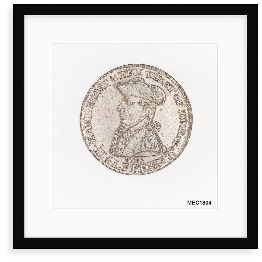 Token commemorating Admiral of the Fleet Richard Howe (1726-1799) and the Glorious First of June, 1794 by T. Wyon