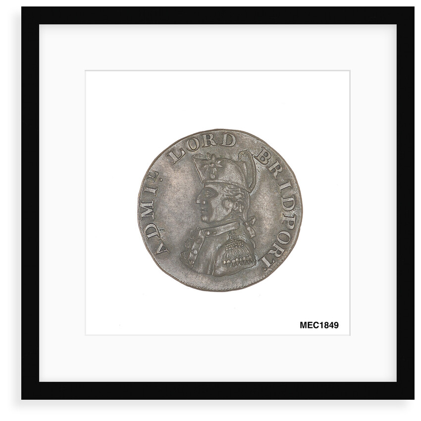 Promissory naval farthing token commemorating Admiral Alexander Hood, 1st Viscount Bridport (1727-1814) by T. Wyon