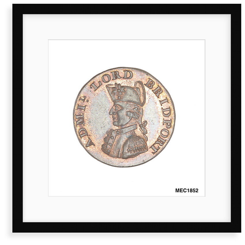 Promissory naval farthing token commemorating Admiral Alexander Hood, 1st Viscount Bridport (1727-1814) by T. Wyon