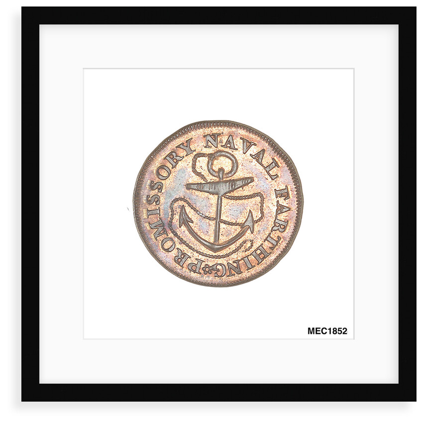 Promissory naval farthing token commemorating Admiral Alexander Hood, 1st Viscount Bridport (1727-1814) by T. Wyon