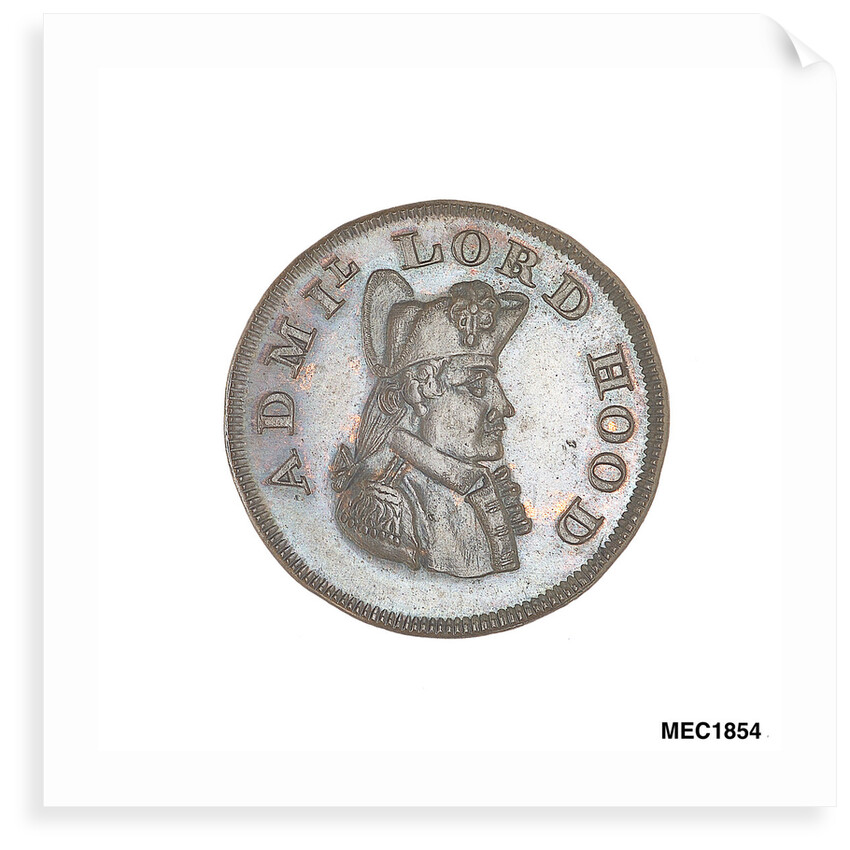 Promissory naval farthing commemorating Admiral Alexander Hood, 1st Viscount Bridport (1727-1814) by T. Wyon