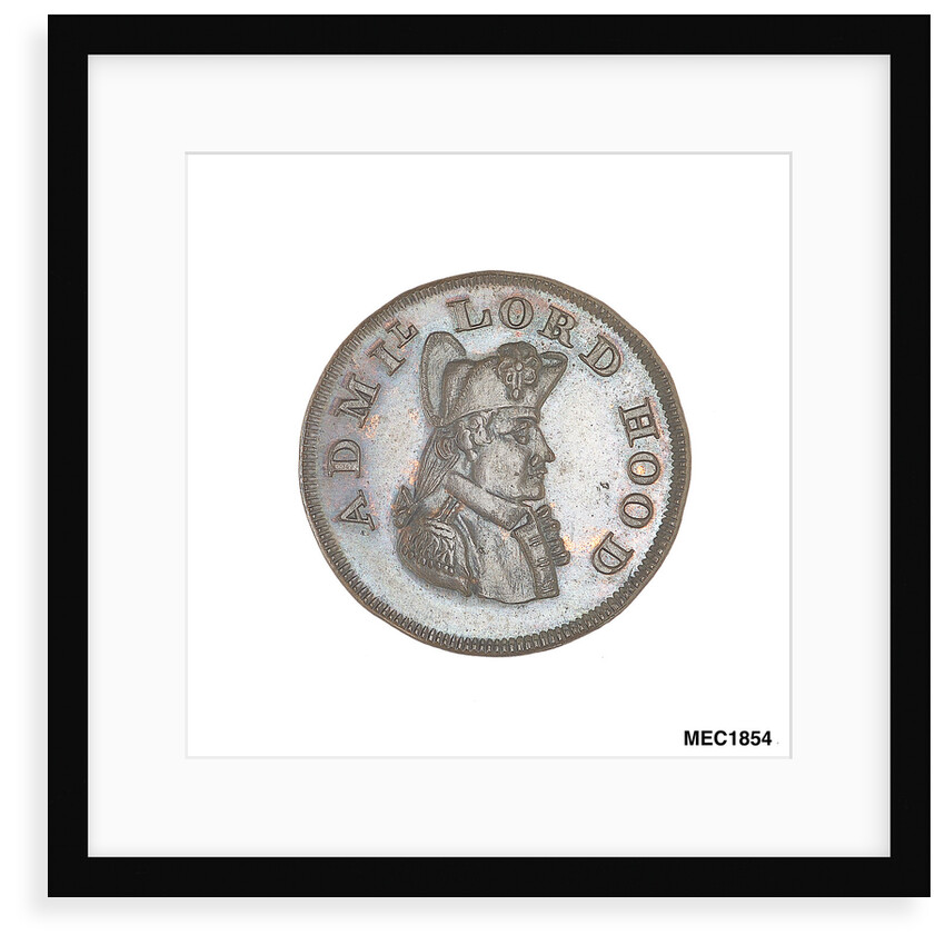 Promissory naval farthing commemorating Admiral Alexander Hood, 1st Viscount Bridport (1727-1814) by T. Wyon