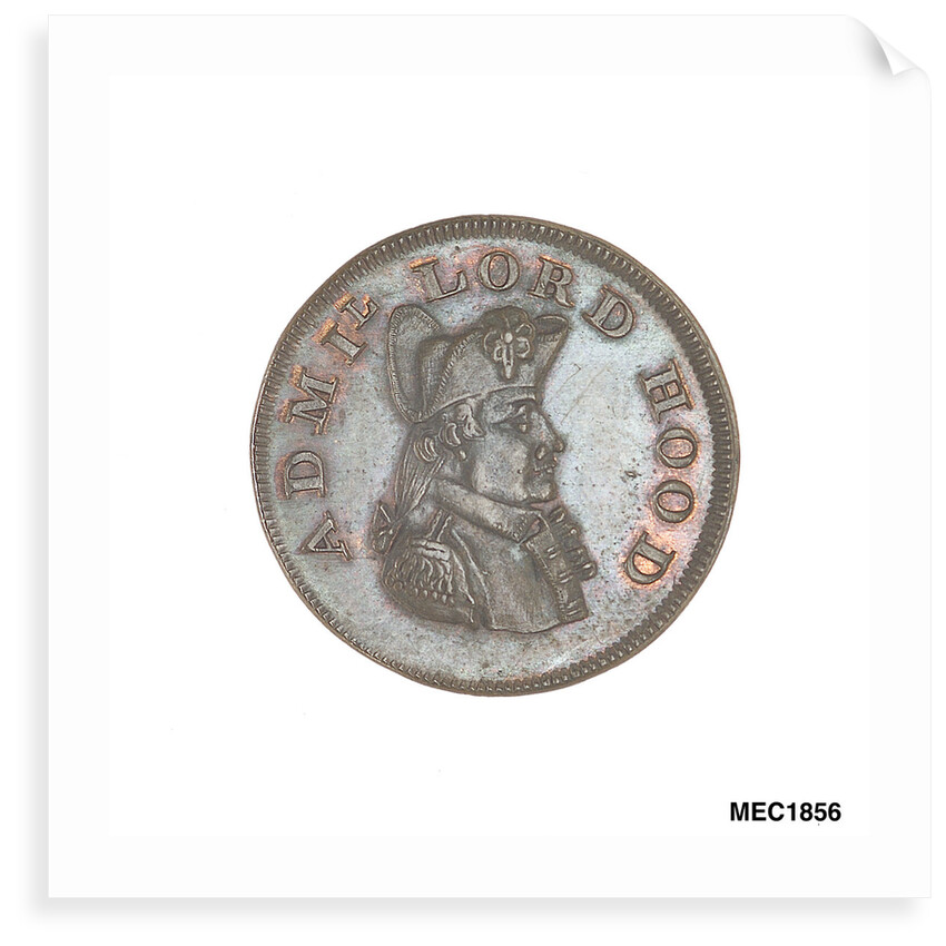 Promissory naval farthing commemorating Admiral Alexander Hood, 1st Viscount Bridport (1727-1814) by T. Wyon
