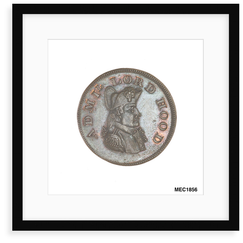 Promissory naval farthing commemorating Admiral Alexander Hood, 1st Viscount Bridport (1727-1814) by T. Wyon