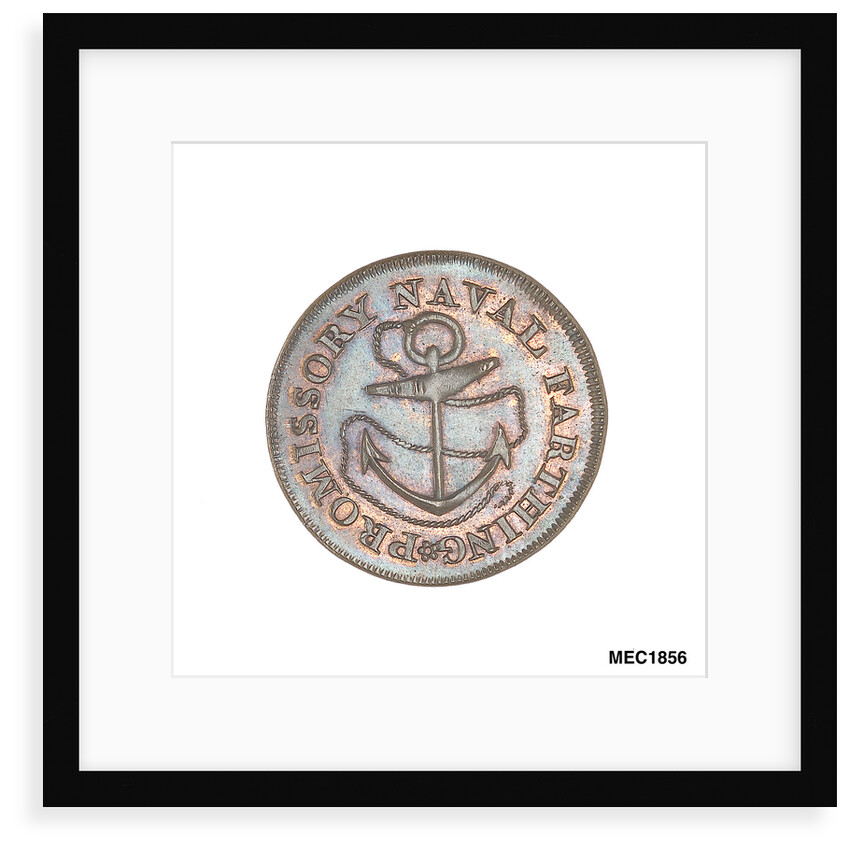 Promissory naval farthing commemorating Admiral Alexander Hood, 1st Viscount Bridport (1727-1814) by T. Wyon