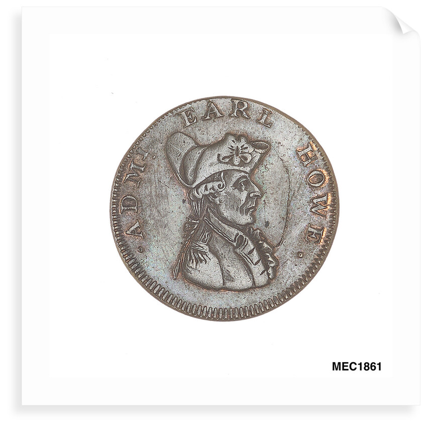 Farthing token commemorating Admiral of the Fleet Richard Howe (1726-1799) and the Glorious First of June, 1794 by T. Wyon