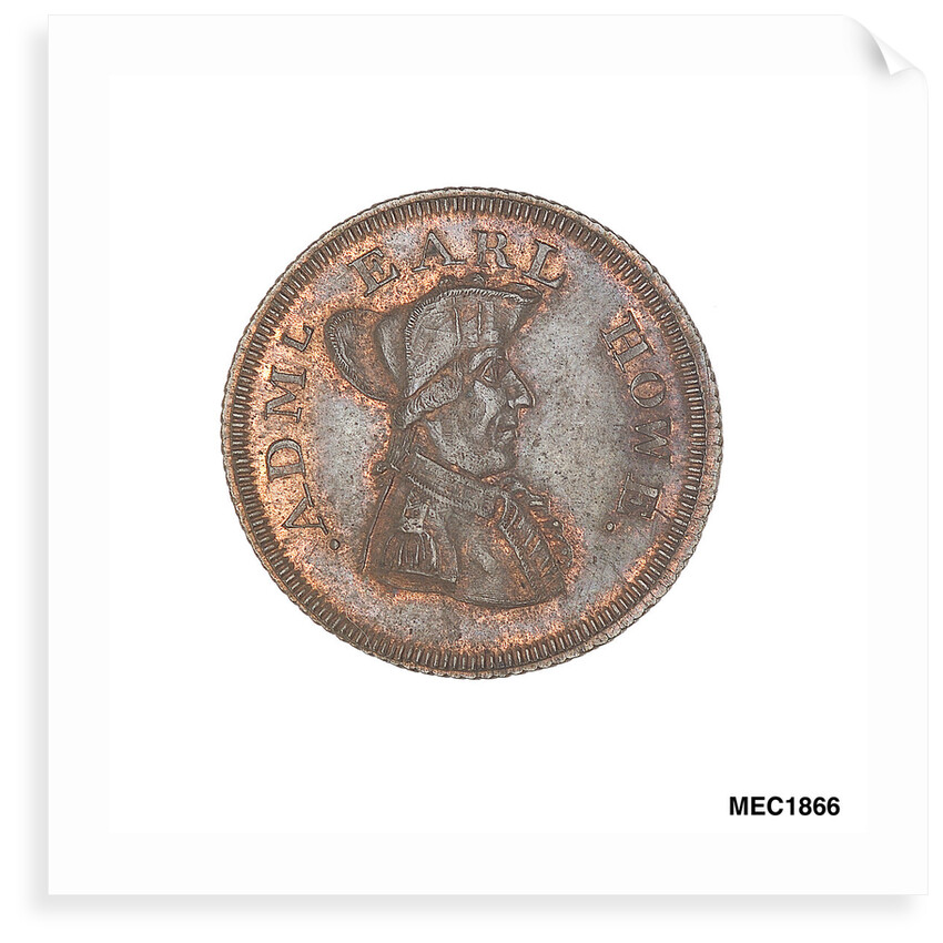 Promissory naval farthing token commemorating Admiral of the Fleet Richard Howe (1726-1799) by T. Wyon