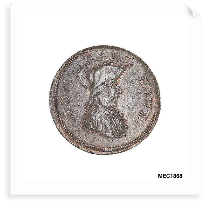 Token commemorating Admiral of the Fleet Richard Howe (1726-1799) by T. Wyon