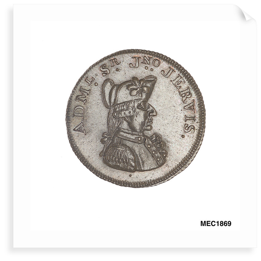 Promissory naval farthing token commemorating John Jervis, Earl St Vincent (1735-1823) by T. Wyon