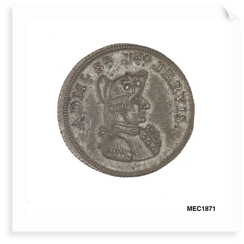 Promissory naval farthing token commemorating John Jervis, Earl St Vincent (1735-1823) by T. Wyon