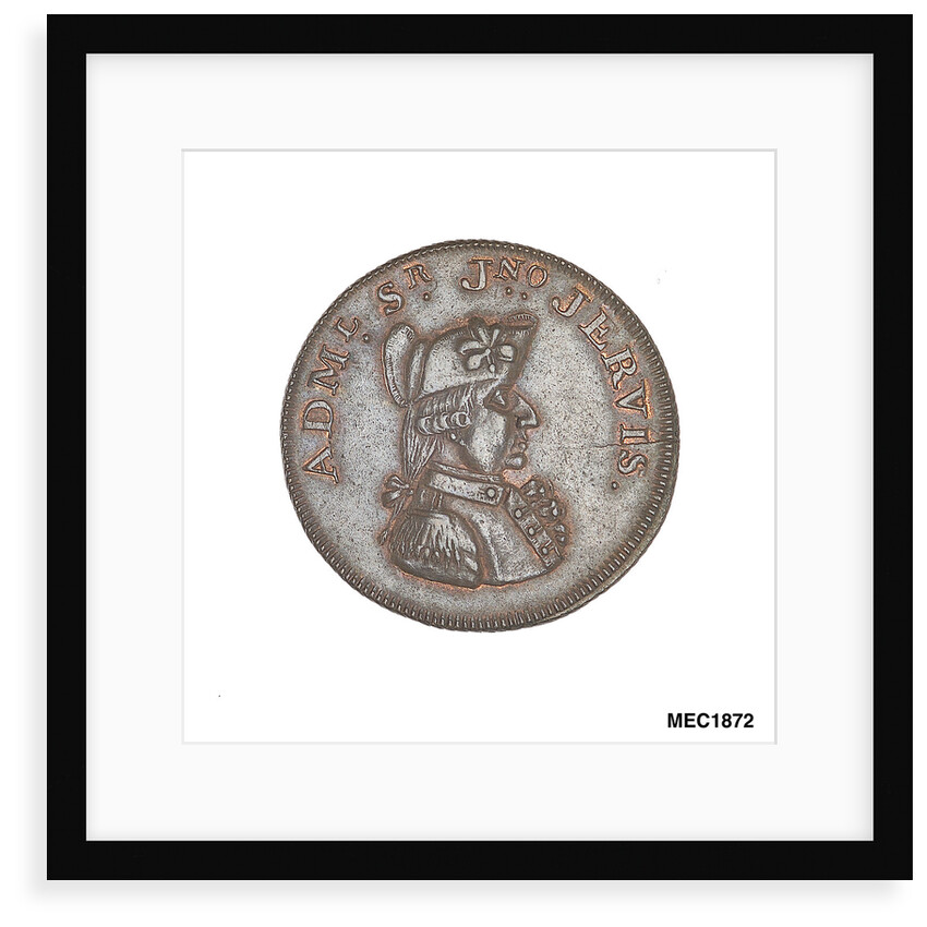 Promissory naval farthing token commemorating John Jervis, Earl St Vincent (1735-1823) by T. Wyon