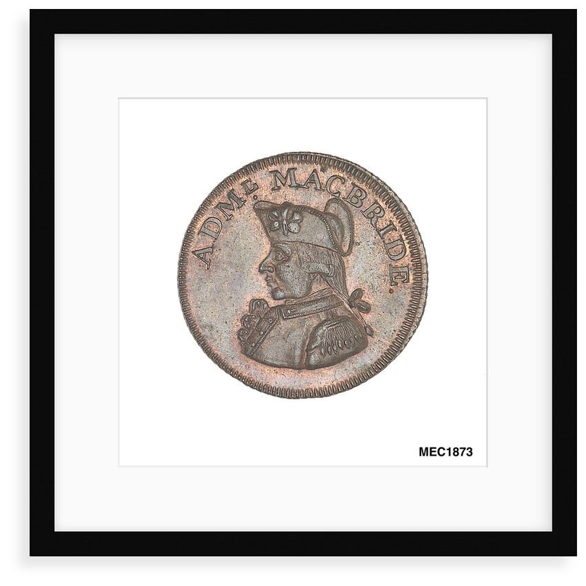 Promissory naval farthing token commemorating Admiral John MacBride by T. Wyon
