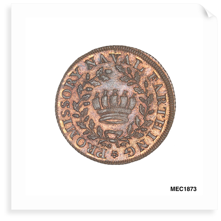 Promissory naval farthing token commemorating Admiral John MacBride by T. Wyon