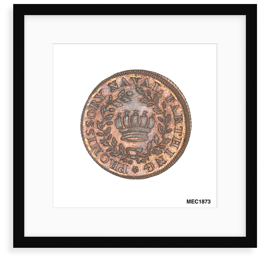 Promissory naval farthing token commemorating Admiral John MacBride by T. Wyon