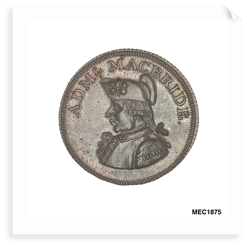 Promissory naval farthing token commemorating Admiral John MacBride by T. Wyon