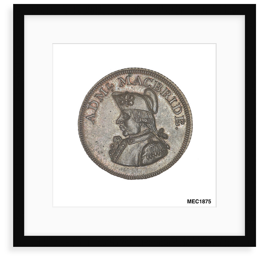 Promissory naval farthing token commemorating Admiral John MacBride by T. Wyon