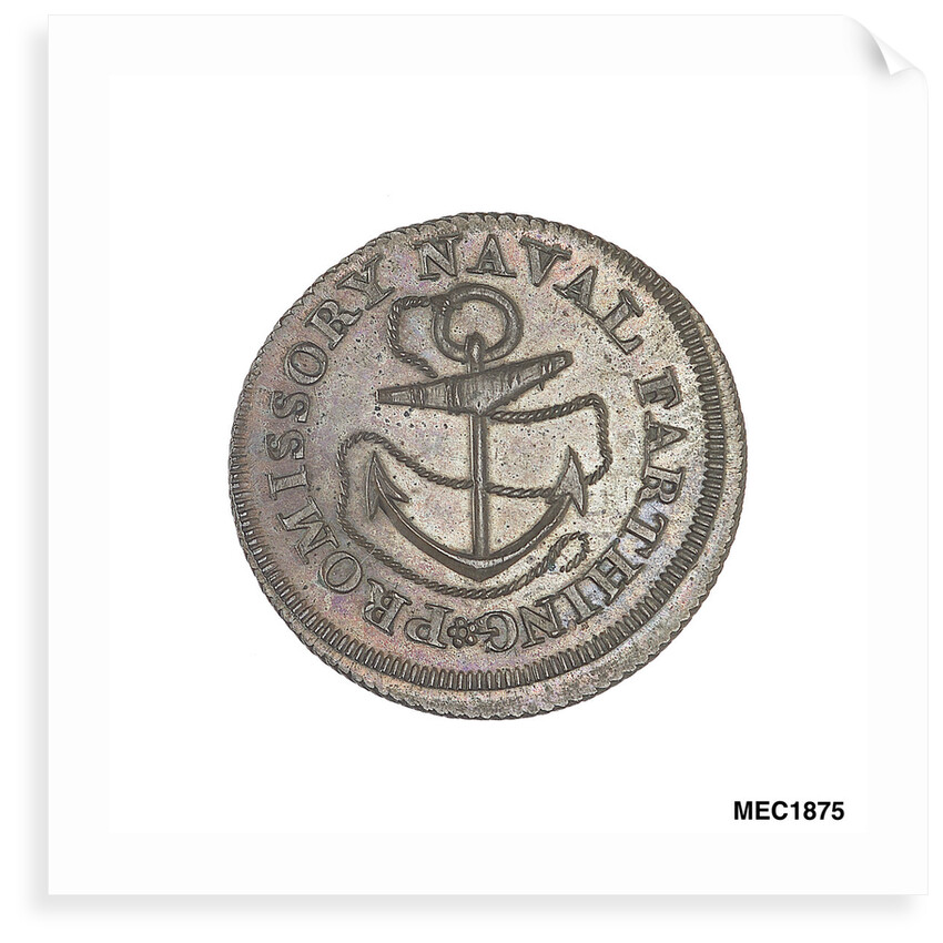 Promissory naval farthing token commemorating Admiral John MacBride by T. Wyon