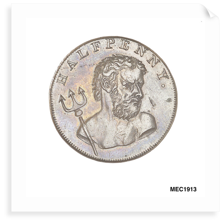 Fowler's halfpenny token by T. Wyon