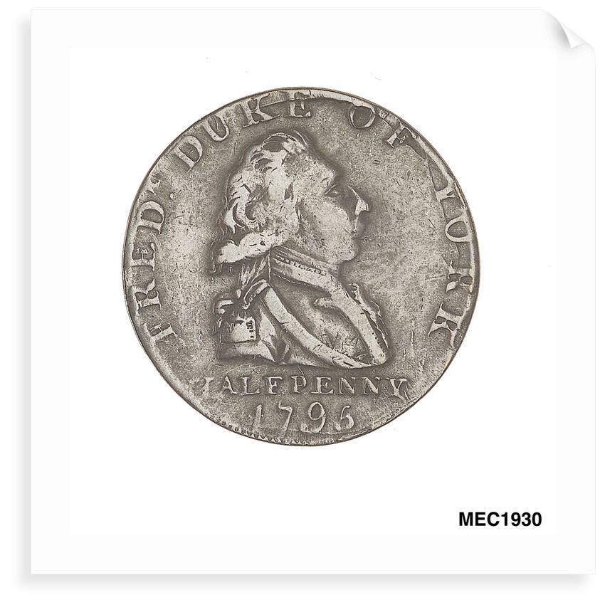 Halfpenny token commemorating Frederick Augustus, Duke of Albany and York (1763-1827) by unknown