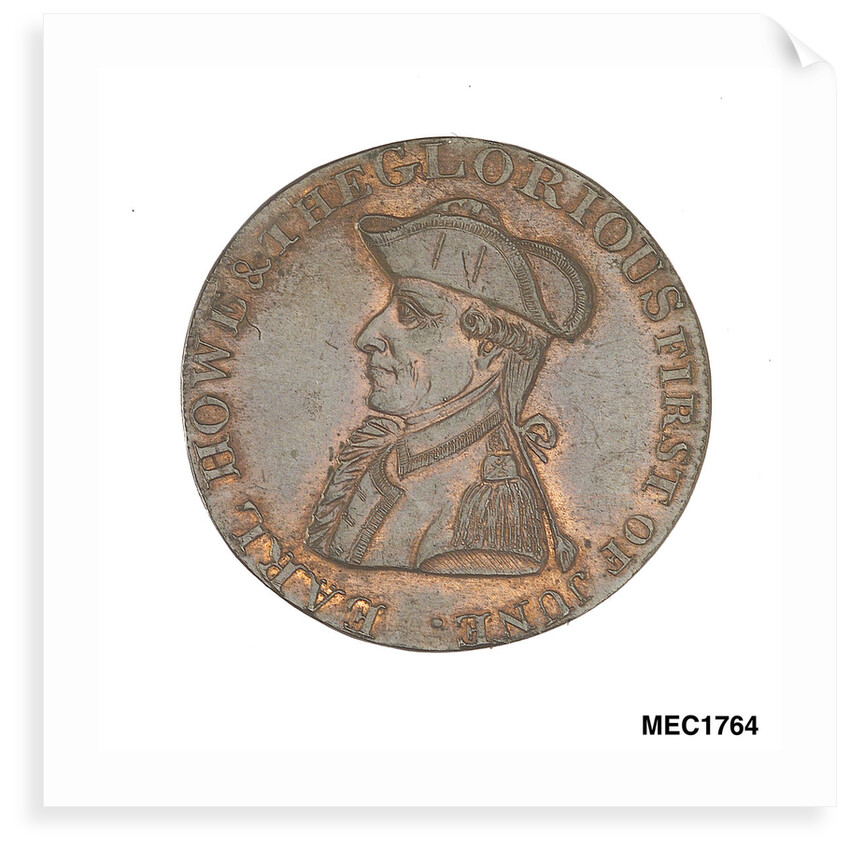Token commemorating Admiral of the Fleet Richard Howe (1726-1799) and the Glorious First of June, 1794 by T. Wyon