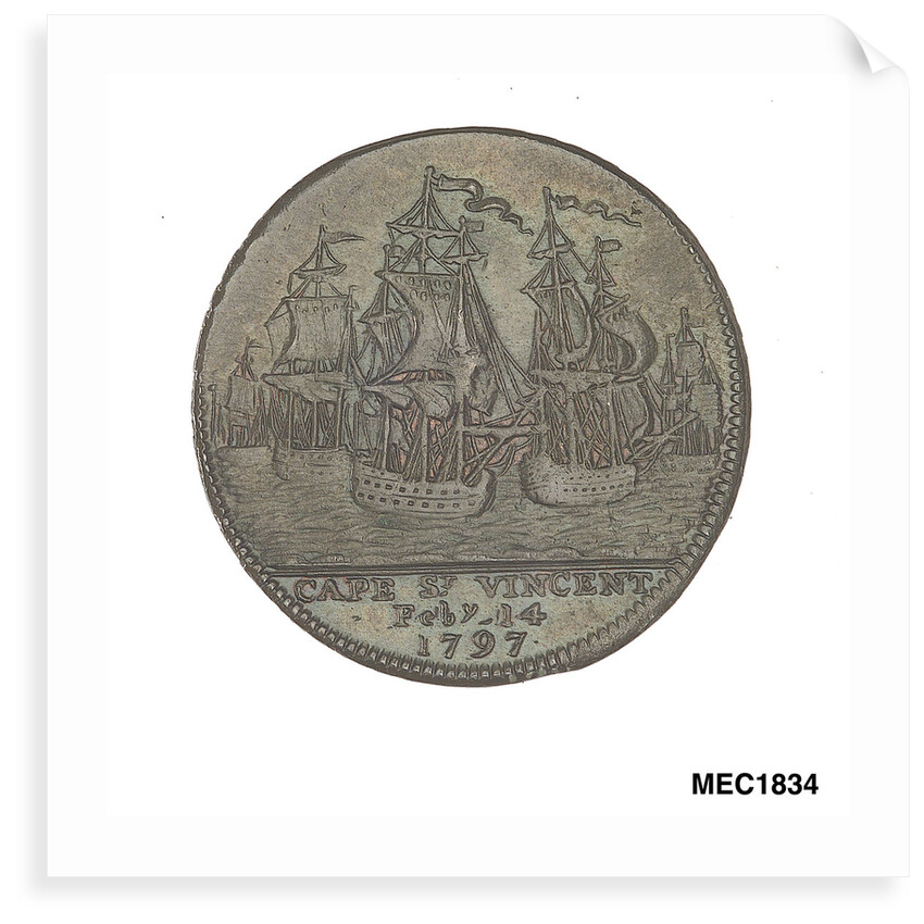 Portsmouth halfpenny token commemorating John Jervis, Earl St Vincent (1735-1823) and the battle of Cape St Vincent, 1797 by unknown