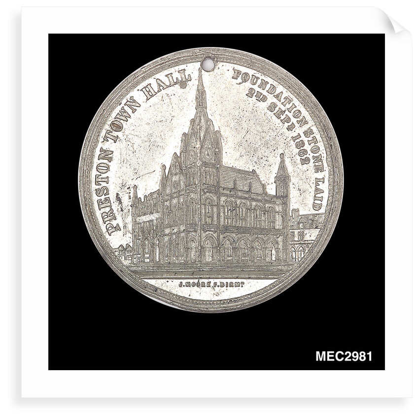 Commemorative medal depicting Preston town hall by John Moore