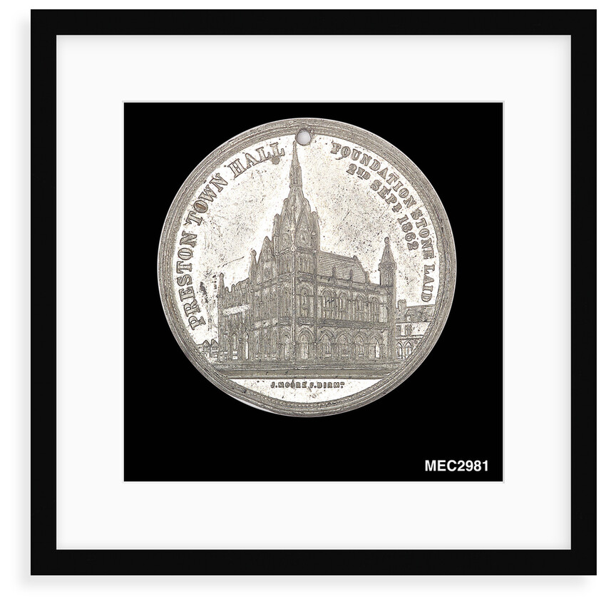 Commemorative medal depicting Preston town hall by John Moore